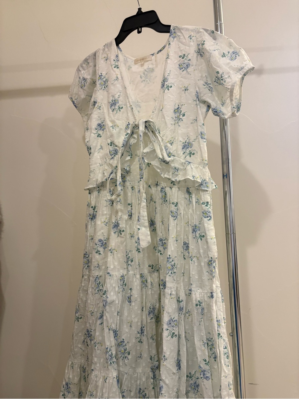 Floral Maxi Dress with Blue Accents